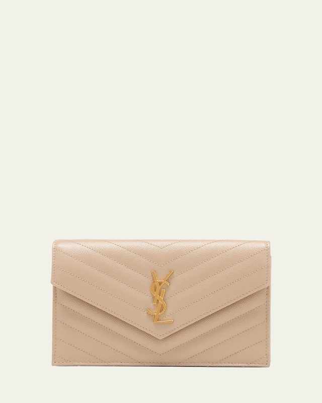 YSL Monogram Small Wallet on Chain in Grained Leather
